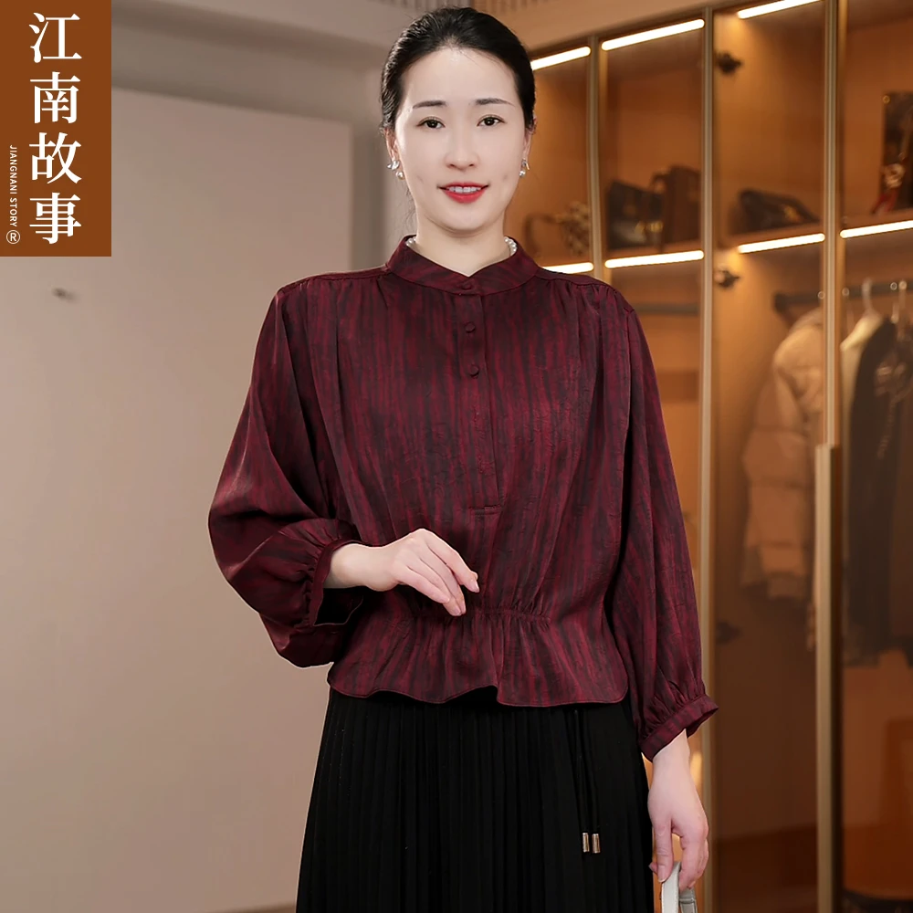 江南故事妈妈装显瘦时尚气质中老年洋气宽松立领阔太太气质上衣