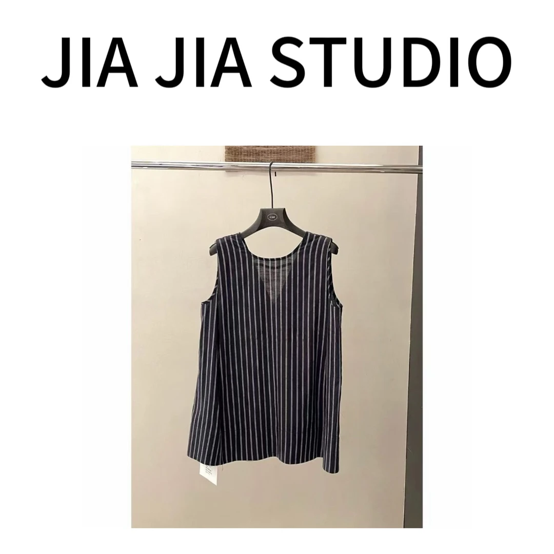 嘉嘉推荐#1112【夏季-薄款】气质竖条纹无袖上衣