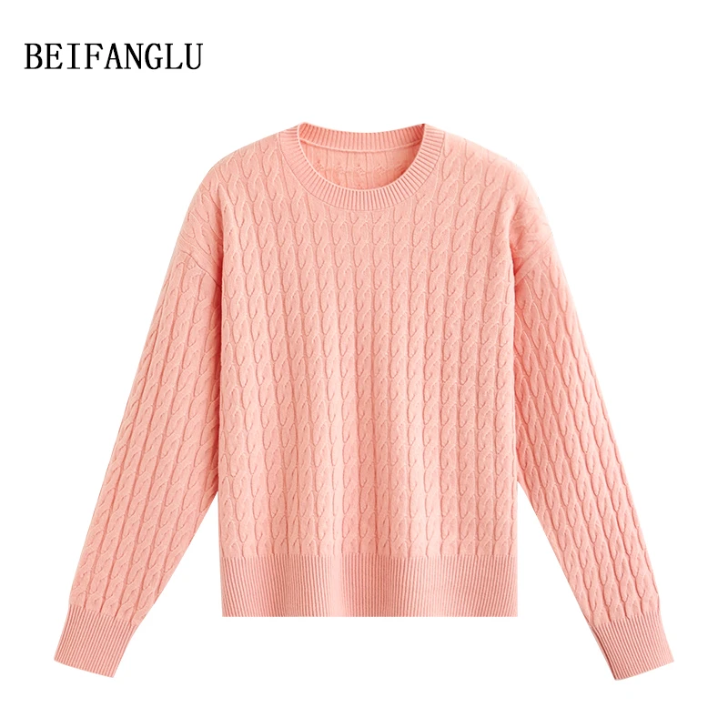 【北方鹿】经典老钱风绞花毛衣！绵羊毛圆领长袖女士套头针织衫5811