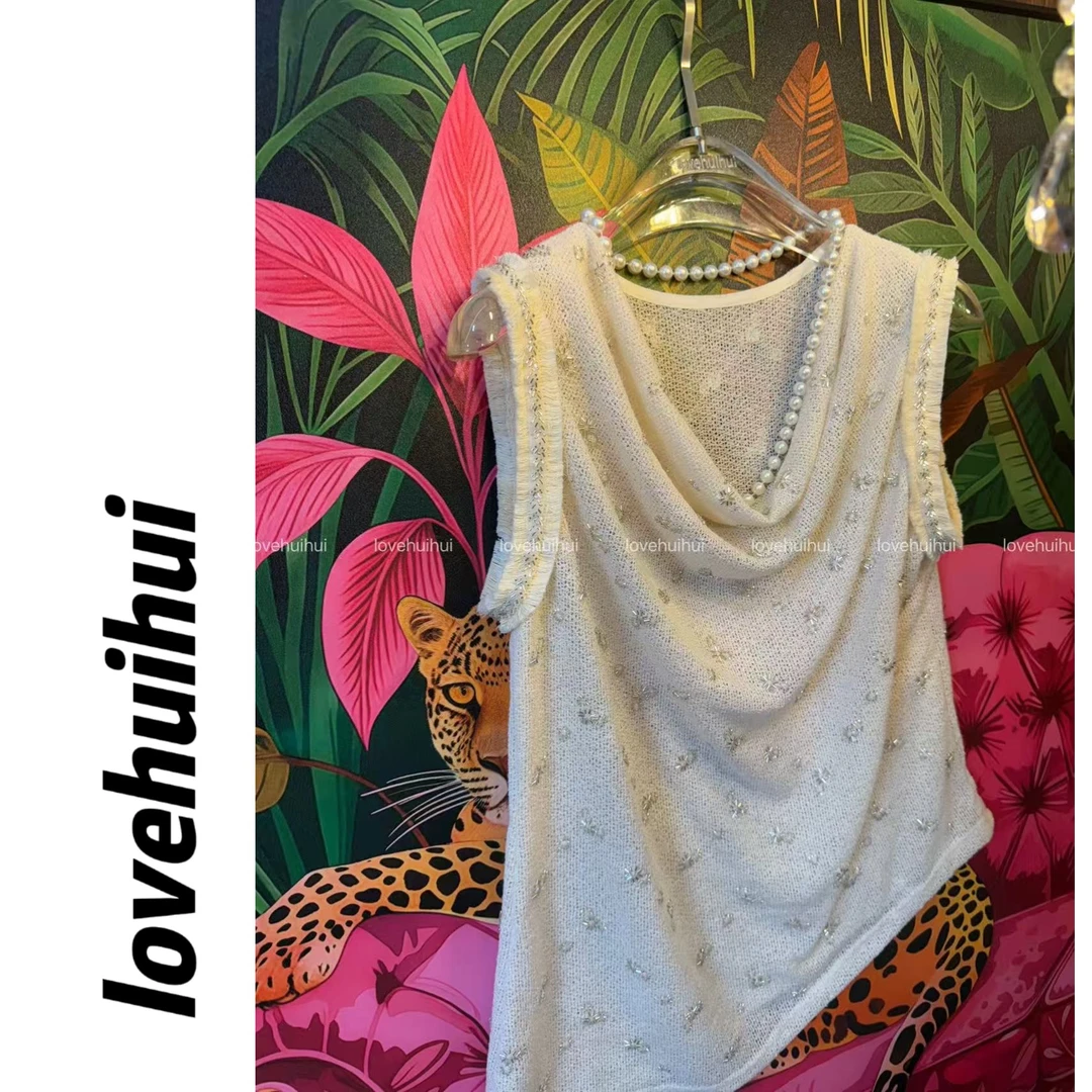 lovehuihui《花漾·手工坊》夏季无袖百搭重工背心