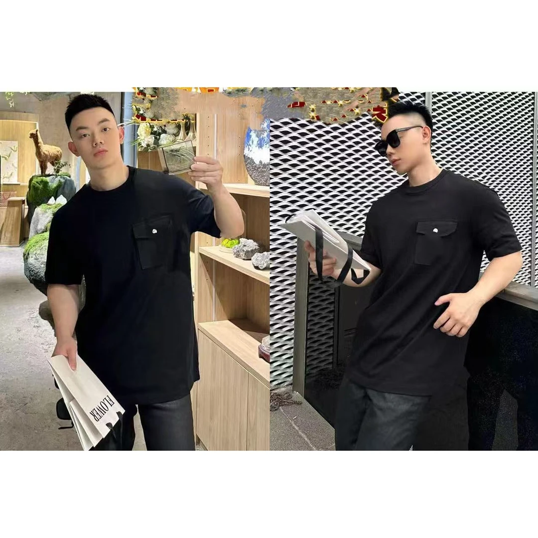 黑色圆领针织衫短袖男时尚潮牌-YY