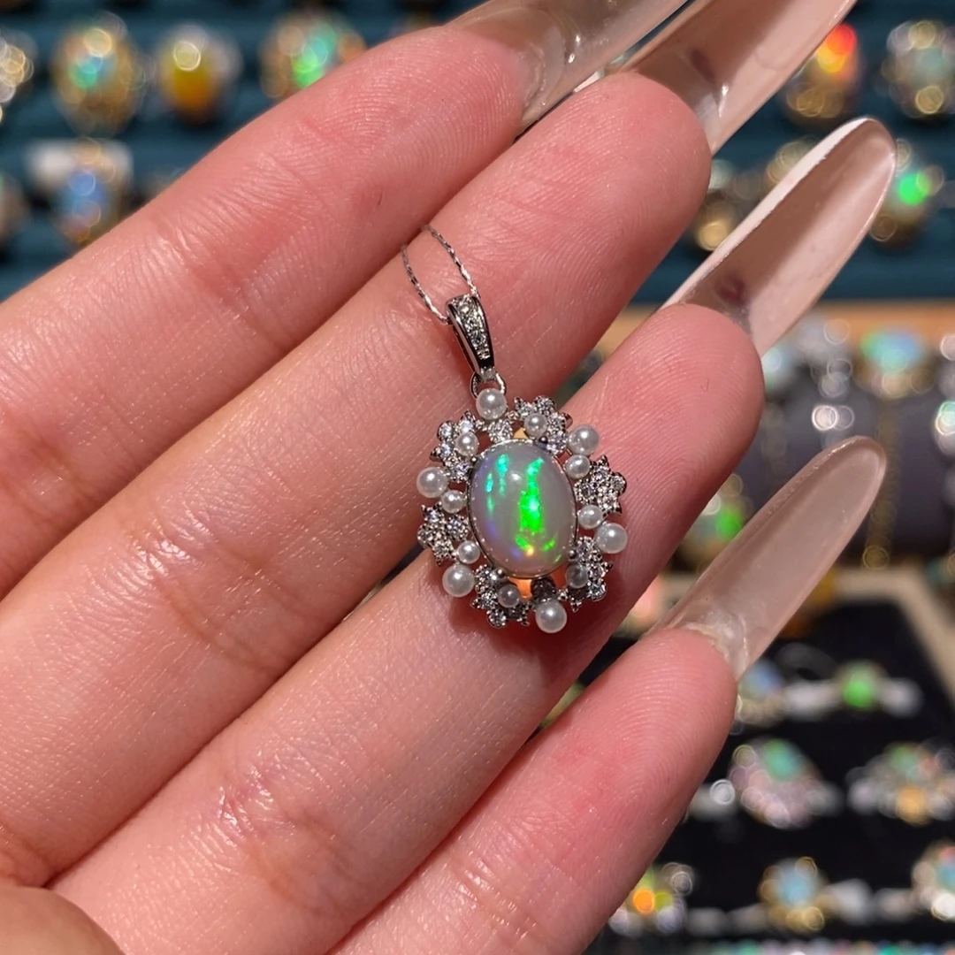 欧泊银S925镶嵌吊坠