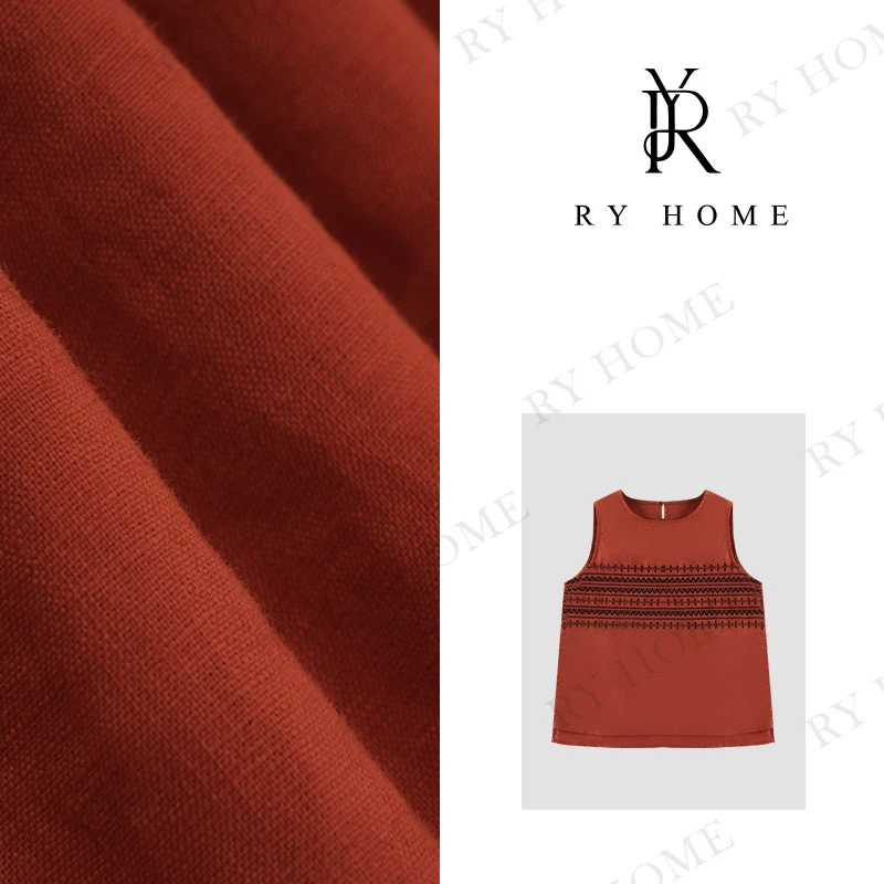 【容雨RYHOME】“思瑶”100%亚麻＋设计款刺绣马甲背心24MJ1426