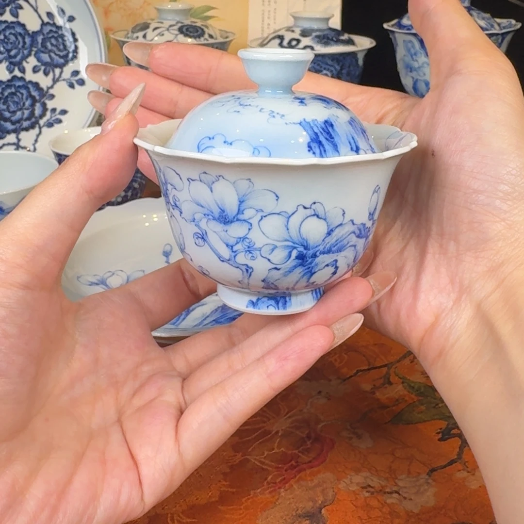 青樵轩福利款玉兰花盖碗