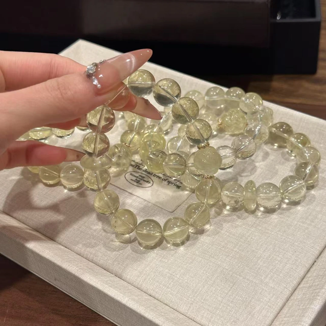 S289 柠檬茶  12mm黄水狐狸球重工设计款手串（多样性发一）