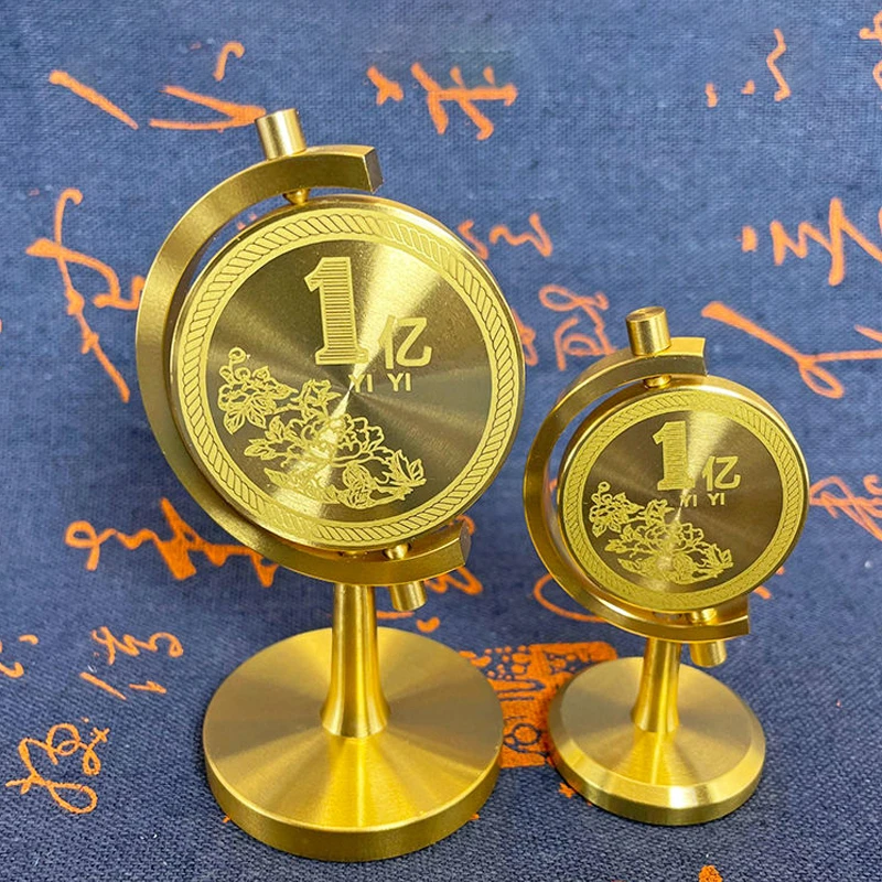 黄铜目标一个亿桌面转转旋转车载办公室创意办公桌时来运转铜制品