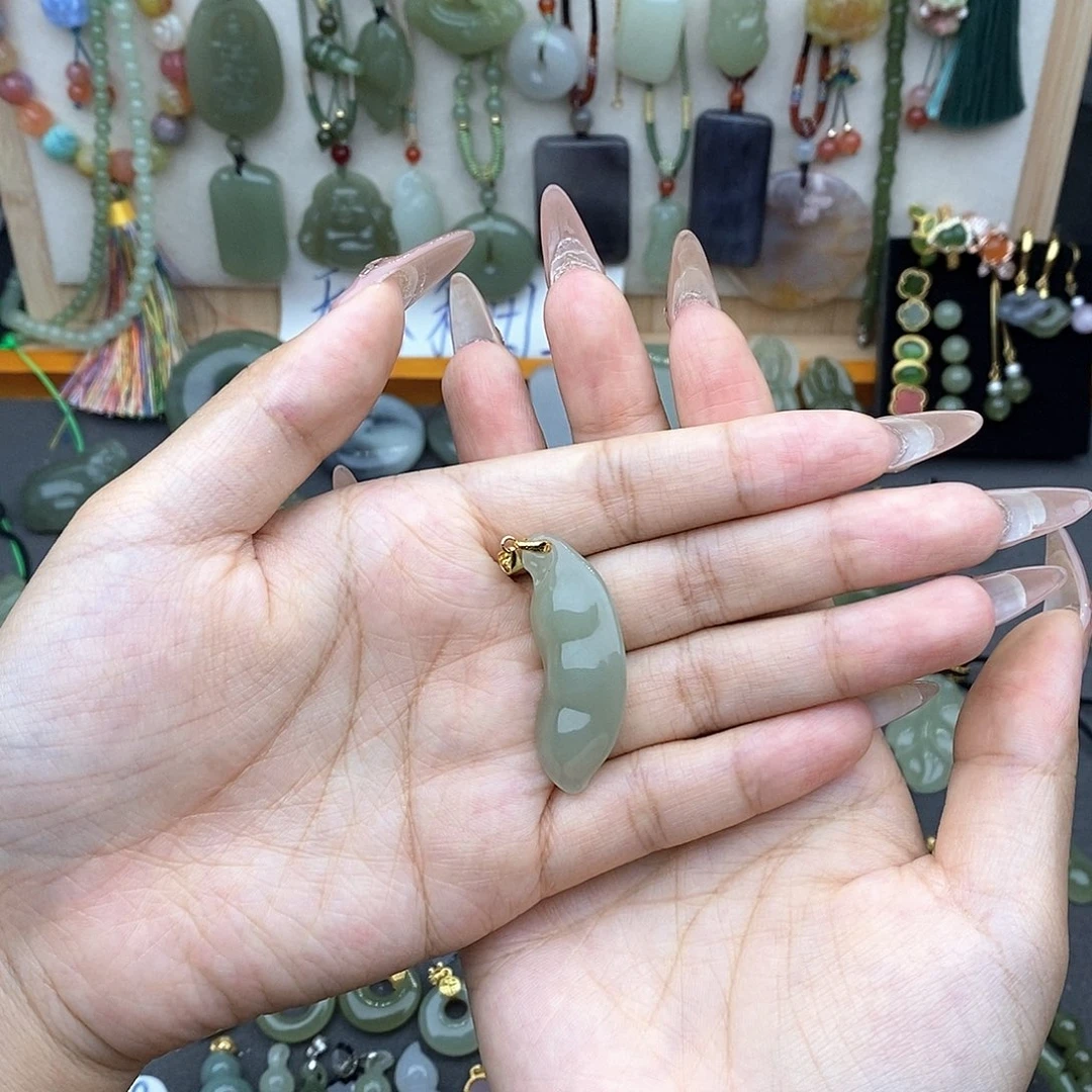 和田玉银S925镶嵌吊坠(不含链)