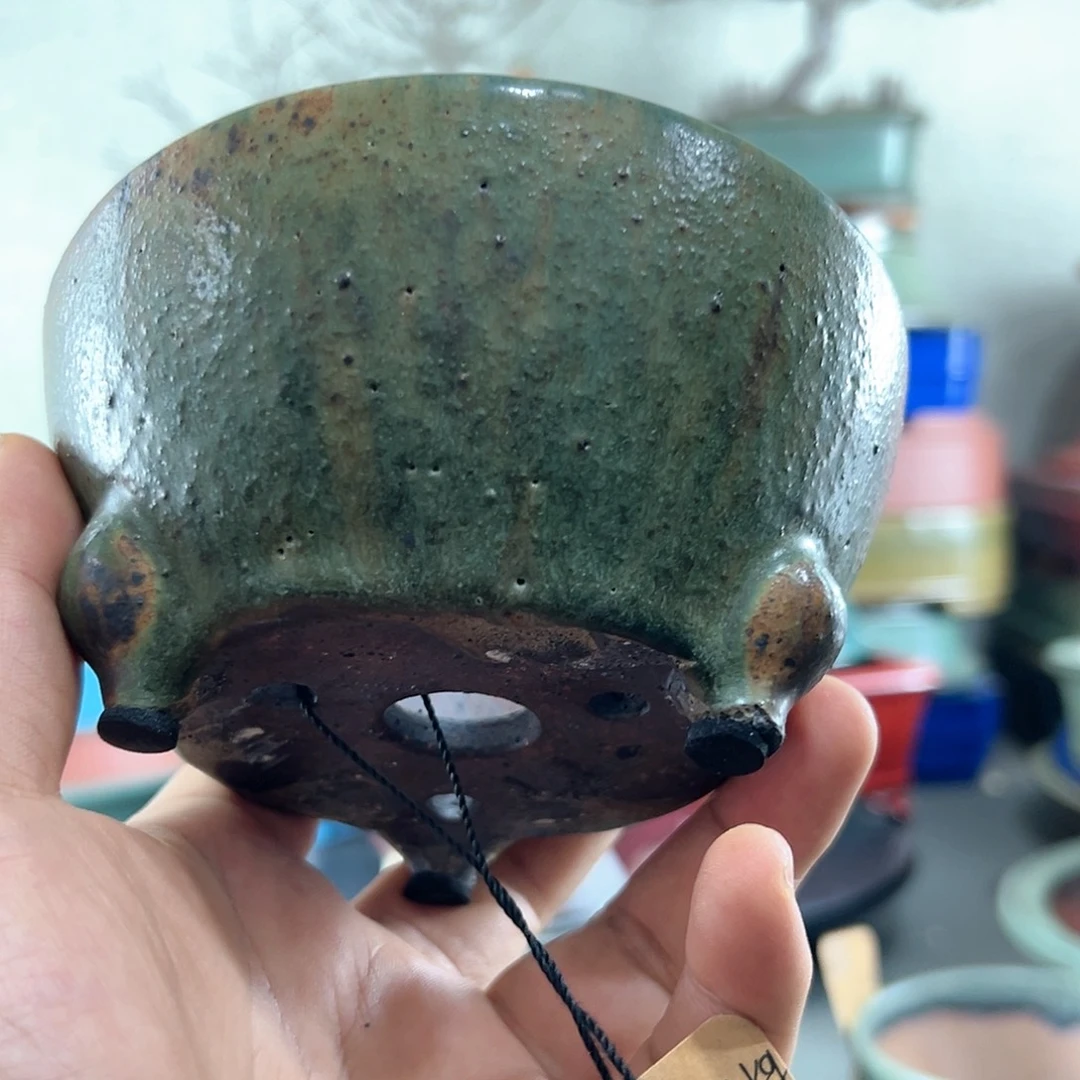 跳***跳高温紫砂釉盆一只