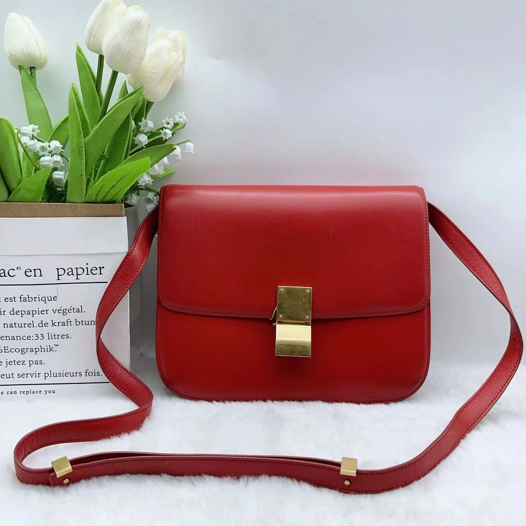 95新 Celine/思琳 红色BOX豆腐包 889 5829