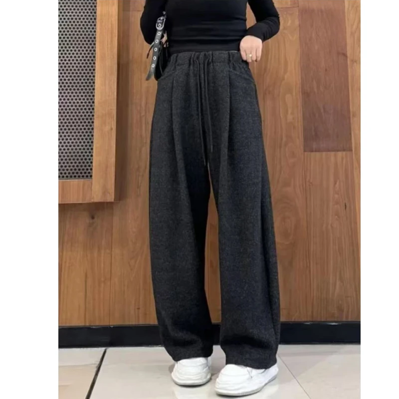 日韩系羊绒云朵绒加绒灯笼气球阔腿裤女秋冬休闲香蕉裤3