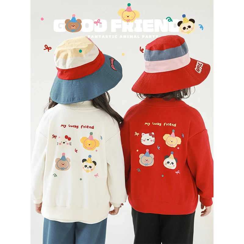 YOEHYAUL/幼悠幼悠【动物派对】春贰波长袖休闲洋气女童外套潮C3098