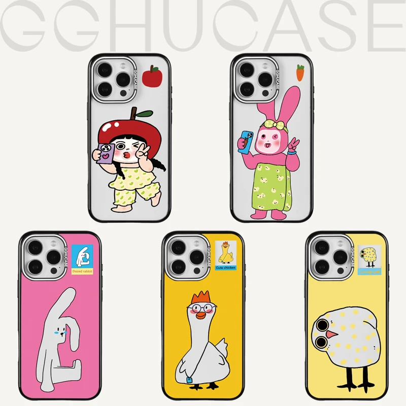 乖乖虎原创套边抽象动物适用苹果iPhone16promax可爱15手机壳14