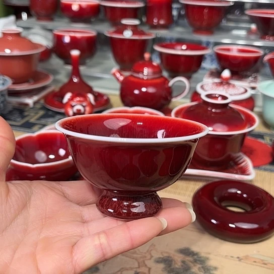 景德镇陶瓷红马坊高脚杯