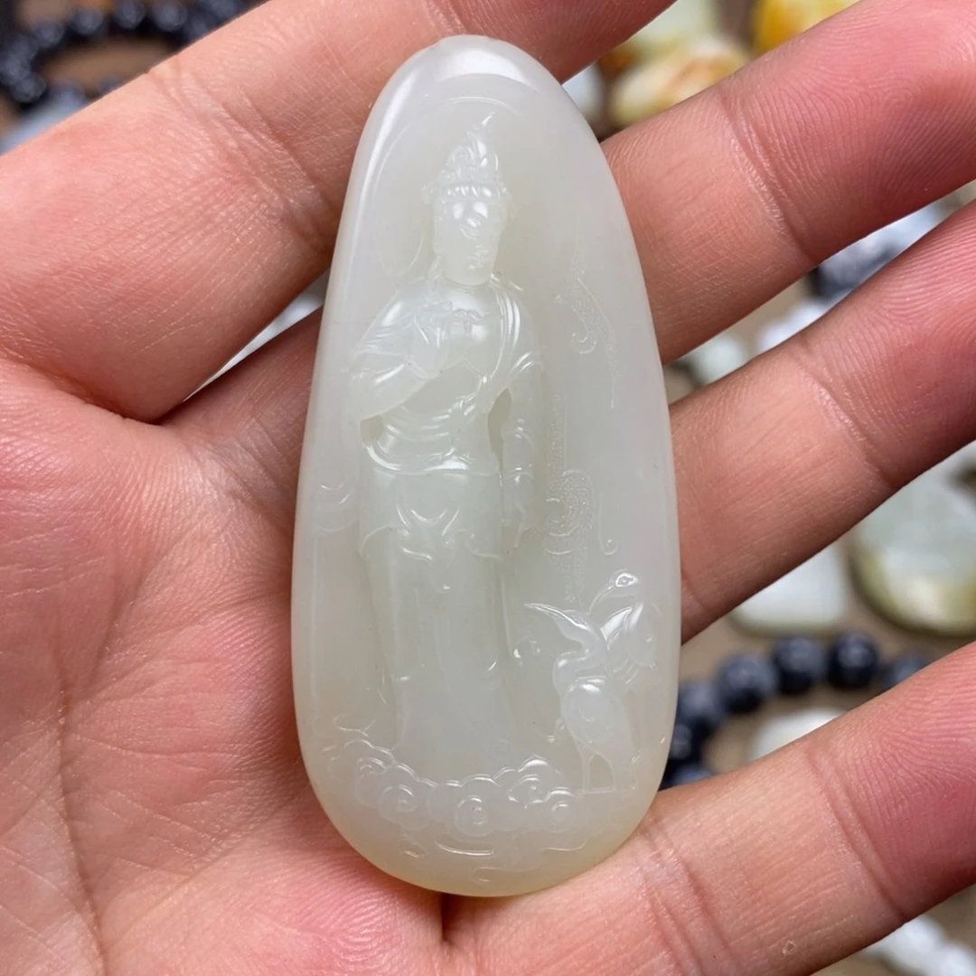 【闪购商品】和田玉未镶嵌挂件新疆和田玉带皮观音挂件