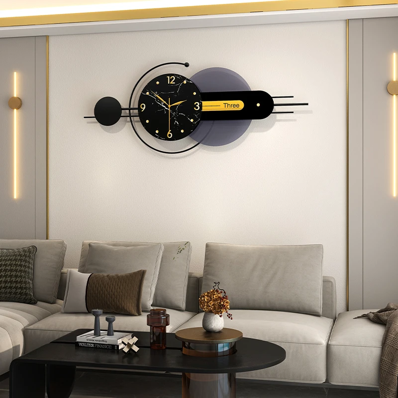 静音轻奢高级感家用餐厅客厅挂墙免打孔装饰挂钟简约挂钟创意