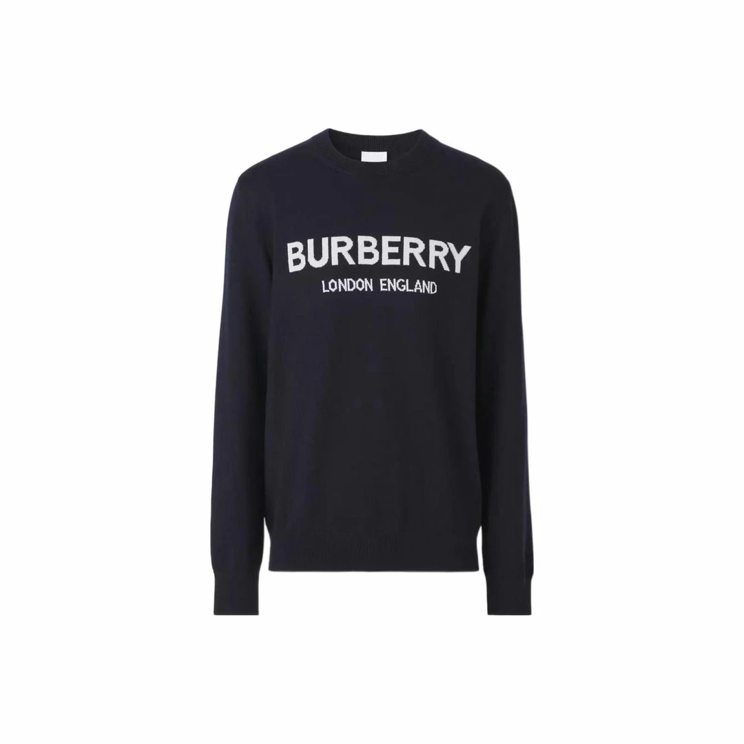 Burberry博柏利 字母徽标嵌花纯色圆领长袖  黑色80548961
