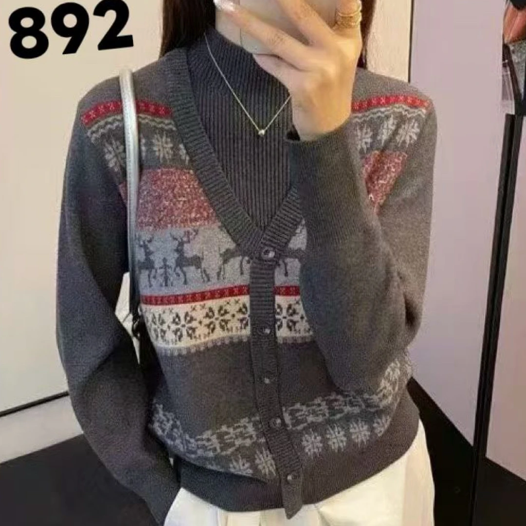 892针织假两件毛衣时尚减龄简单大气显瘦