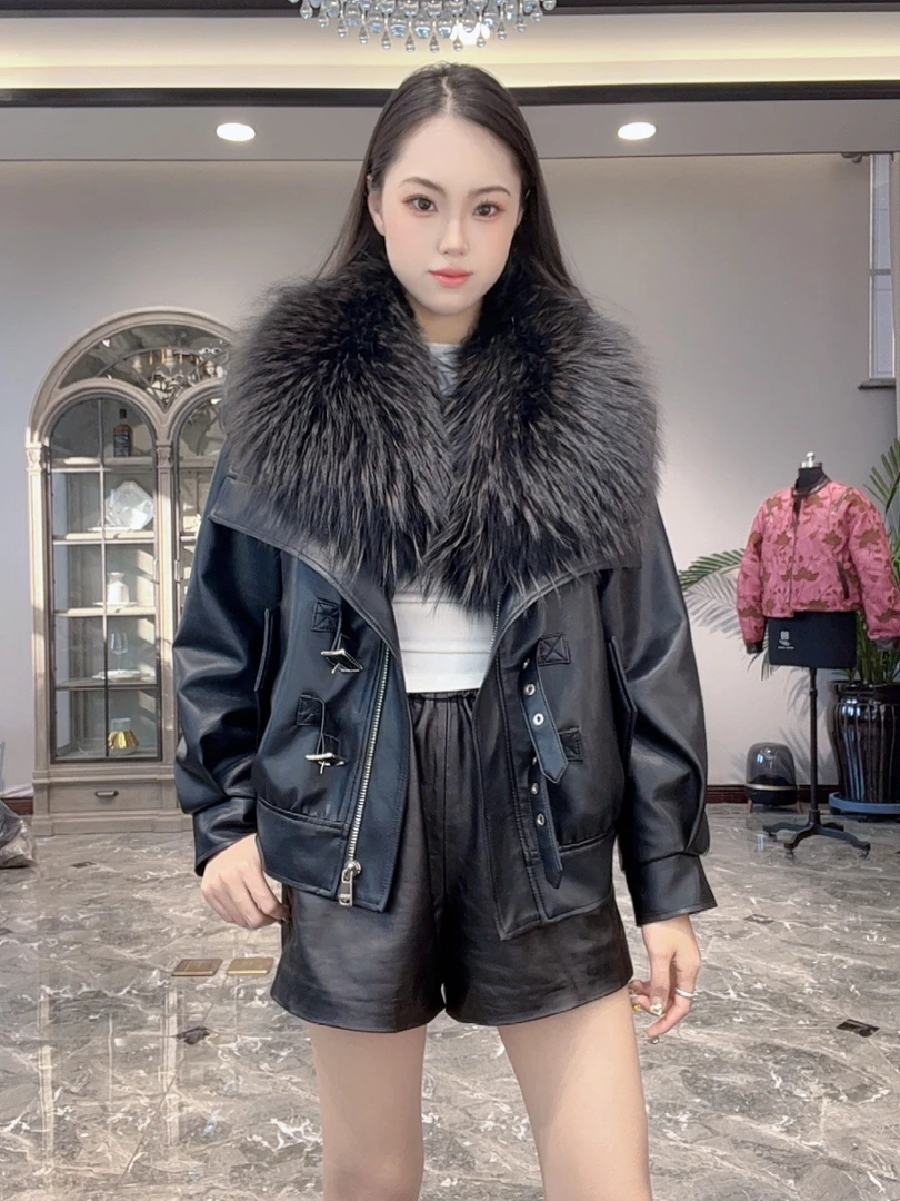 貉子毛领【牙牙推荐】上新年度爆款轻奢时尚真毛领百搭外套-2507225