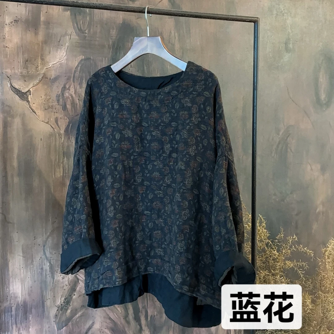 7759复古提花棉麻上衣65.155