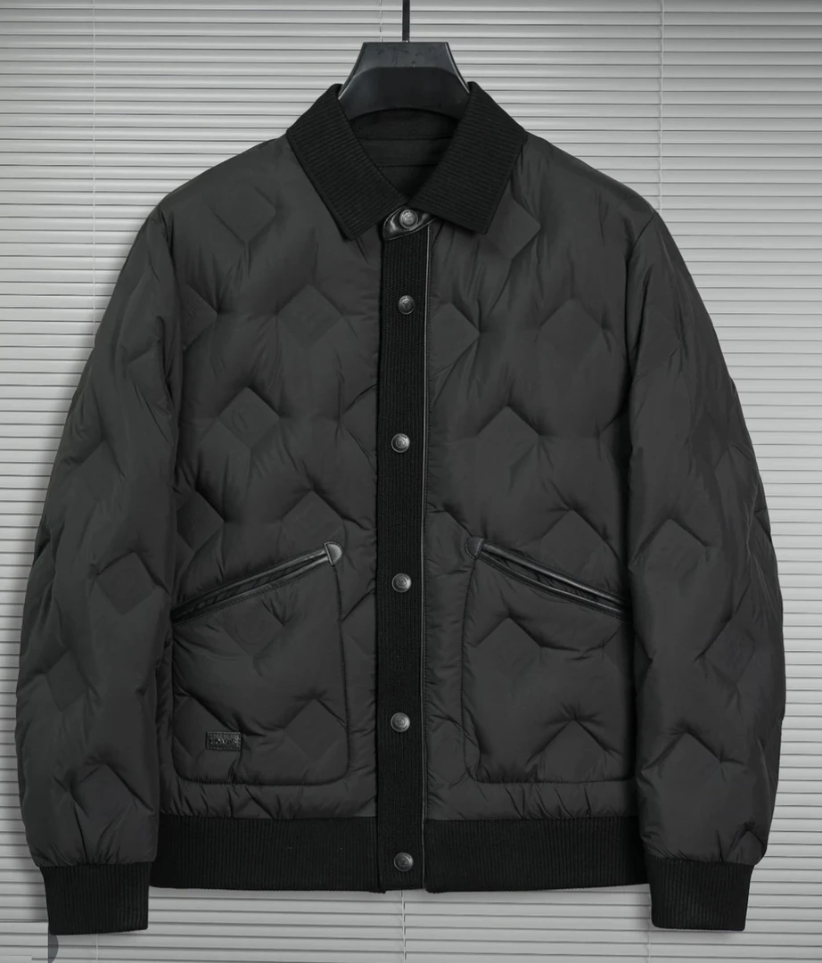 【新国标90绒】针织翻领羽绒服压花设计双兜工艺保暖羽绒服