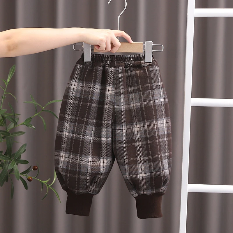 秋冬上新新款冬裤儿童冬季夹棉加绒格子舒适洋气裤裤子纯棉