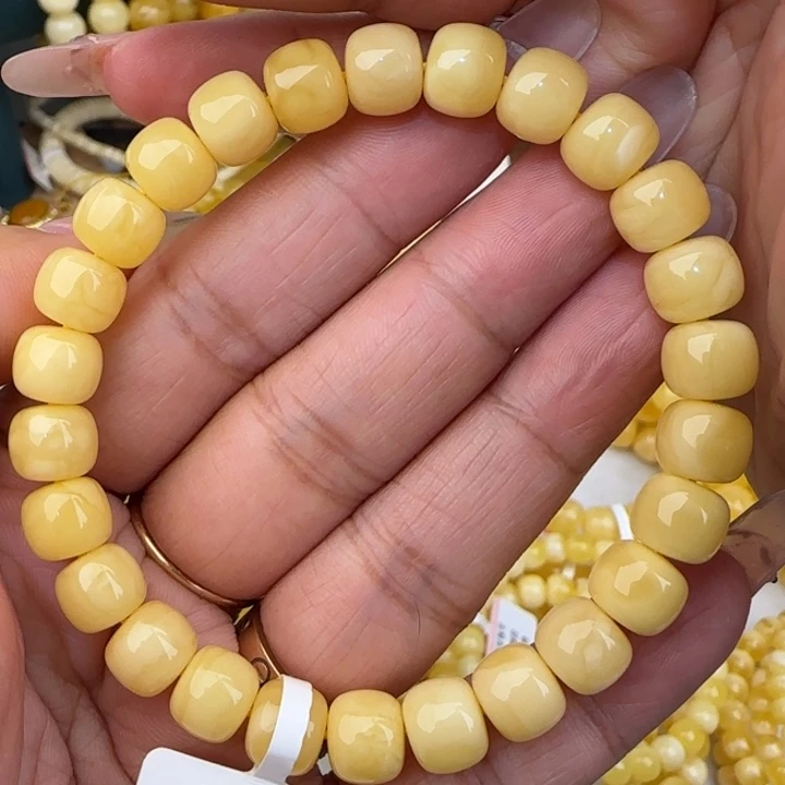 手链蜜蜡未镶嵌浓白花老型手串