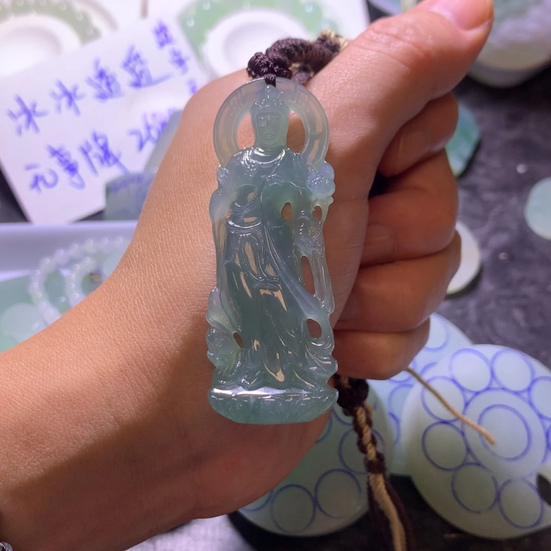未镶嵌定制翡翠深夜放漏，蓝水观音一个