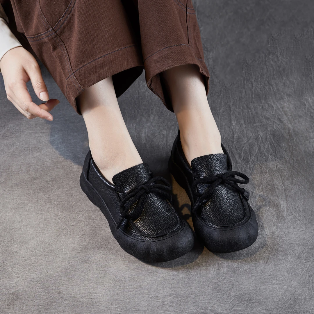 头层牛皮休闲鞋女软底2025新款秋季百搭乐福板鞋平底单鞋真皮时尚