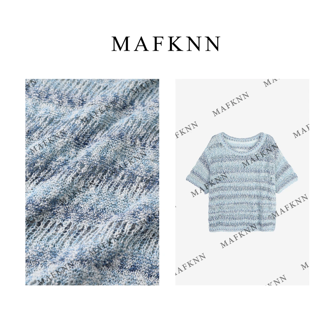 MAFKNN/玛肯时尚休闲简约纯色百搭圆领短袖针织小衫上衣MK12633