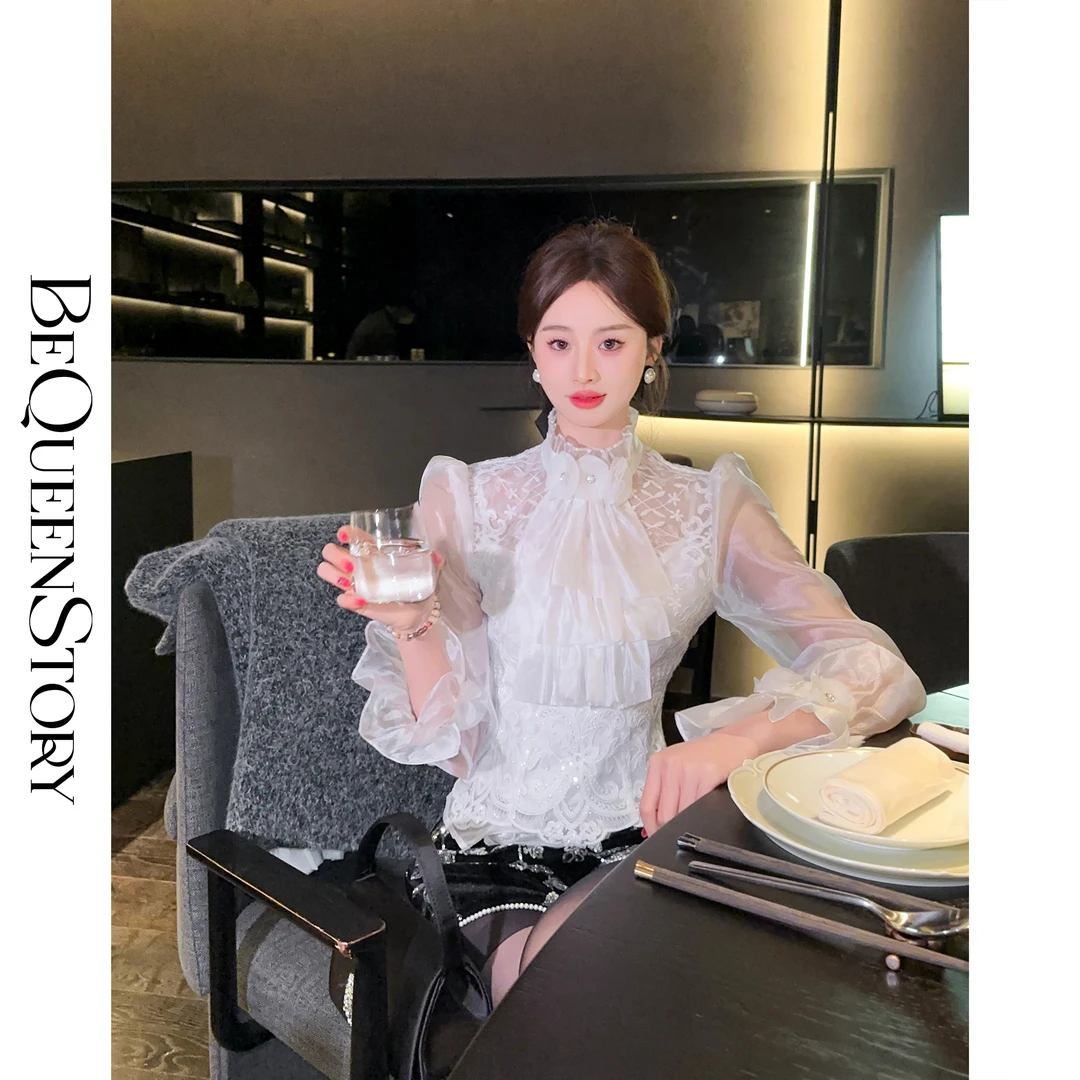 韩韩IU【琉光白茶】轻奢精致百搭法式千金学院气质风衬衫