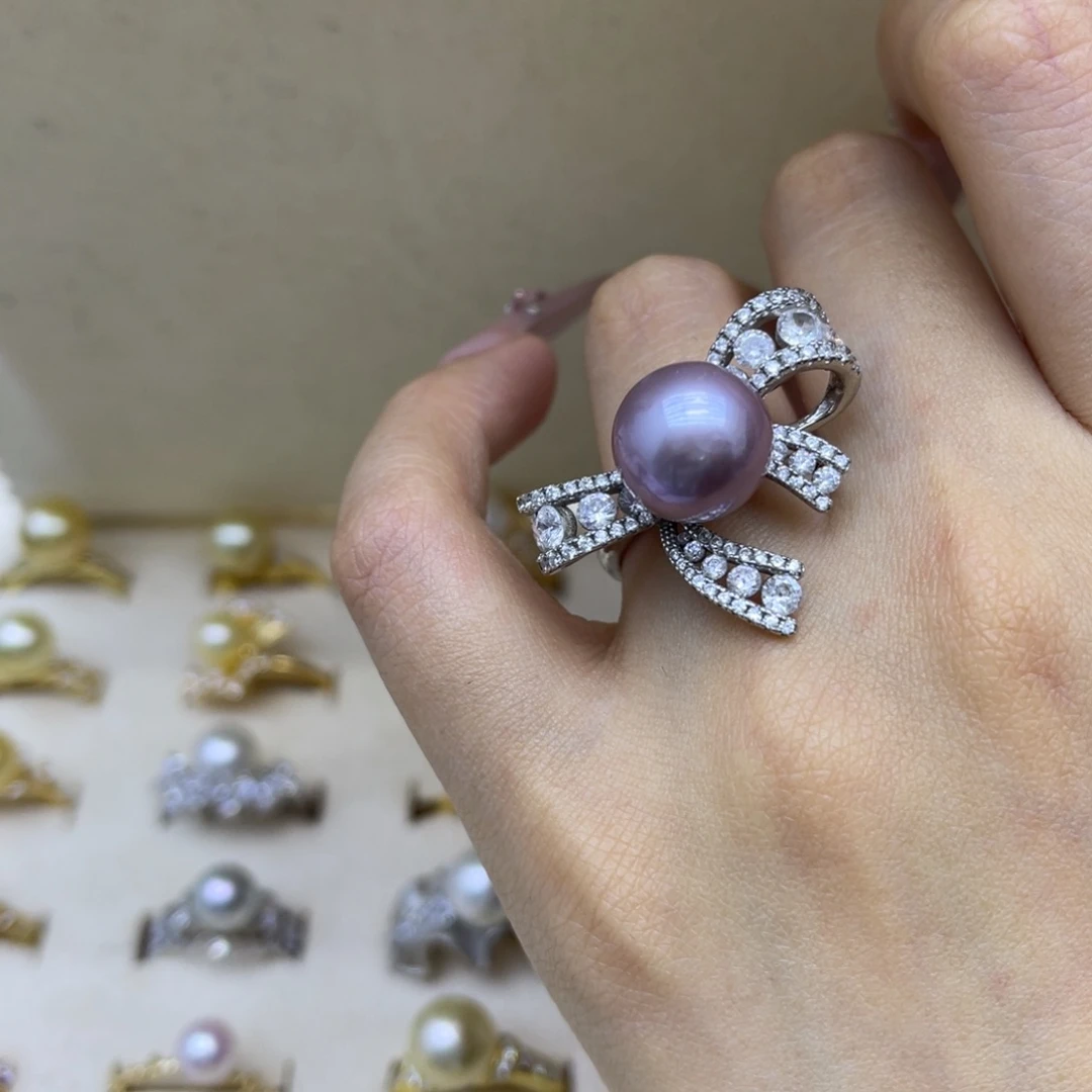戒指银S925镶嵌淡水珍珠