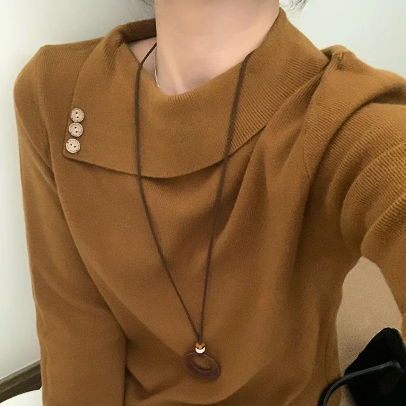 设计感针织衫女毛衣2025秋冬新款修身长袖显瘦内搭打底衫女L51101