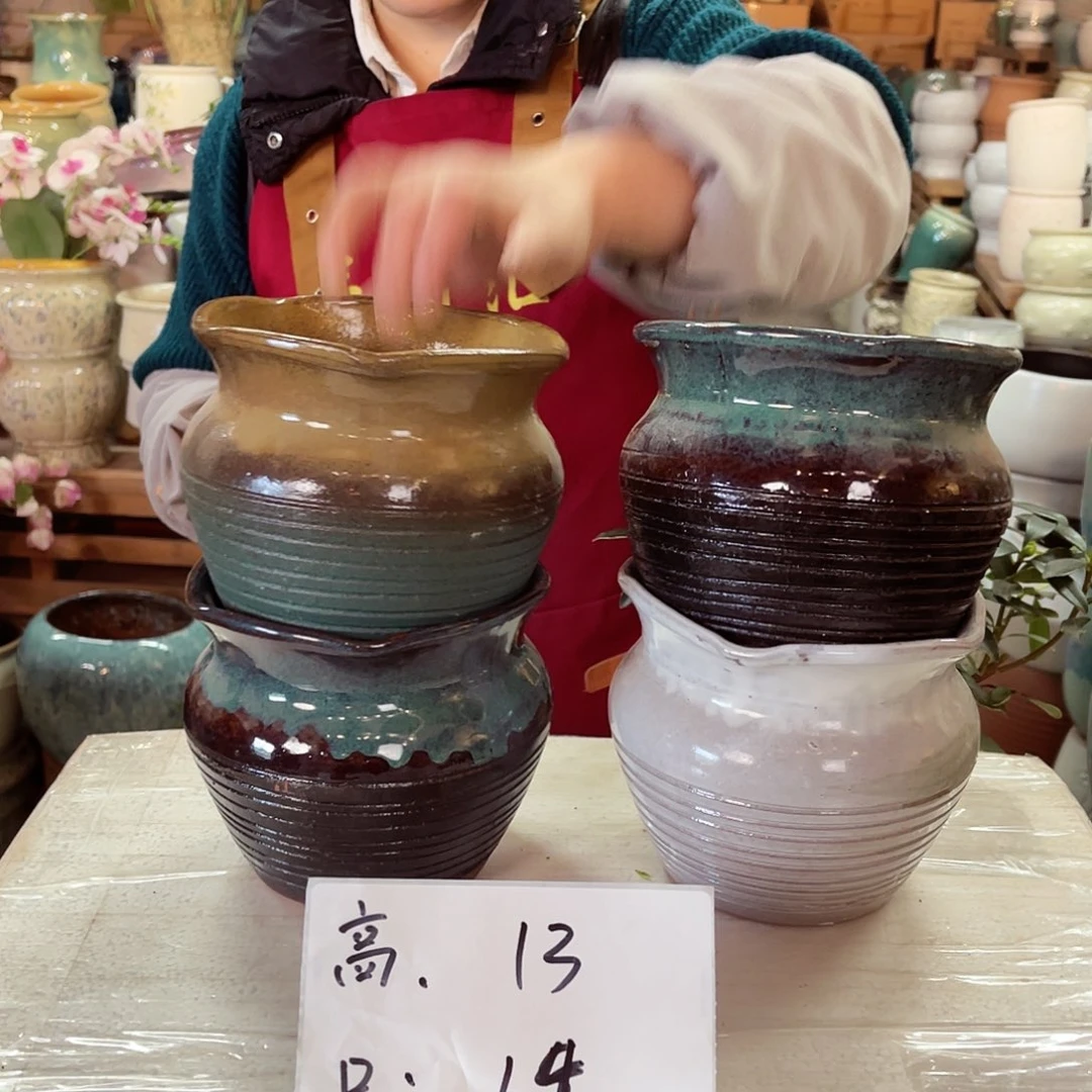 紫砂花盆高度13口径14