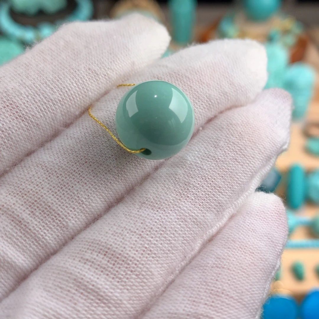 绿松石未镶嵌圆珠卡13.5
