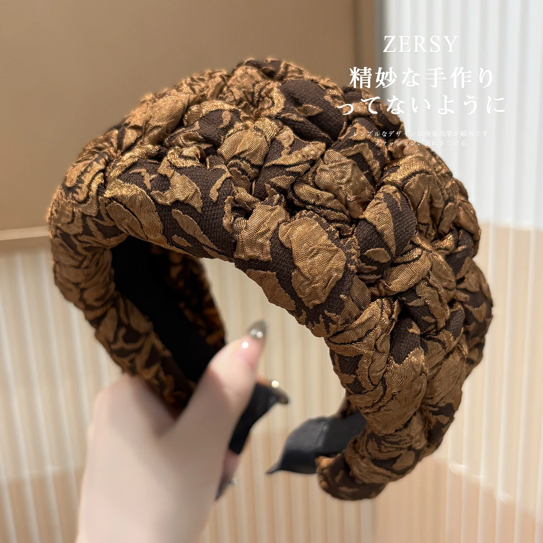 秋冬新款宽边编织发箍女款高颅顶洋气时尚发卡日常外戴遮白发头箍