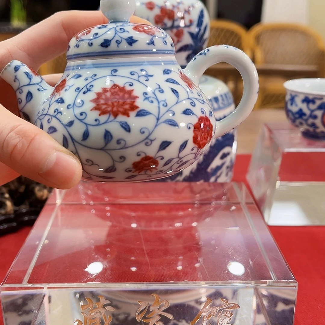 弓**瓜泽善堂青花釉里红小壶