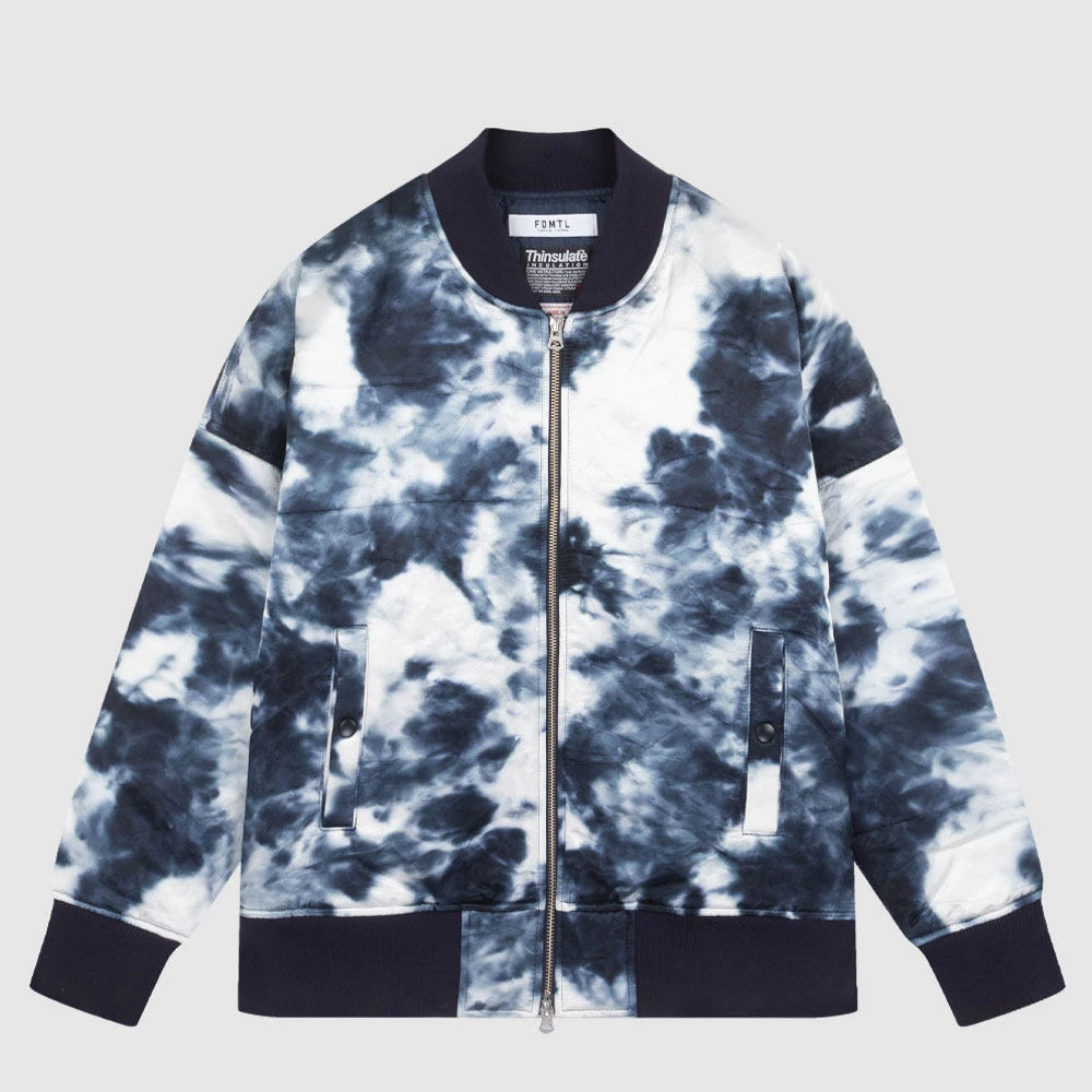 FDMTL扎染立领拉链男休闲保暖长袖夹克棉衣棉服外套OT33NAVY