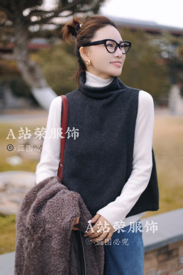 【荣姐精选】立领A字羊绒马甲