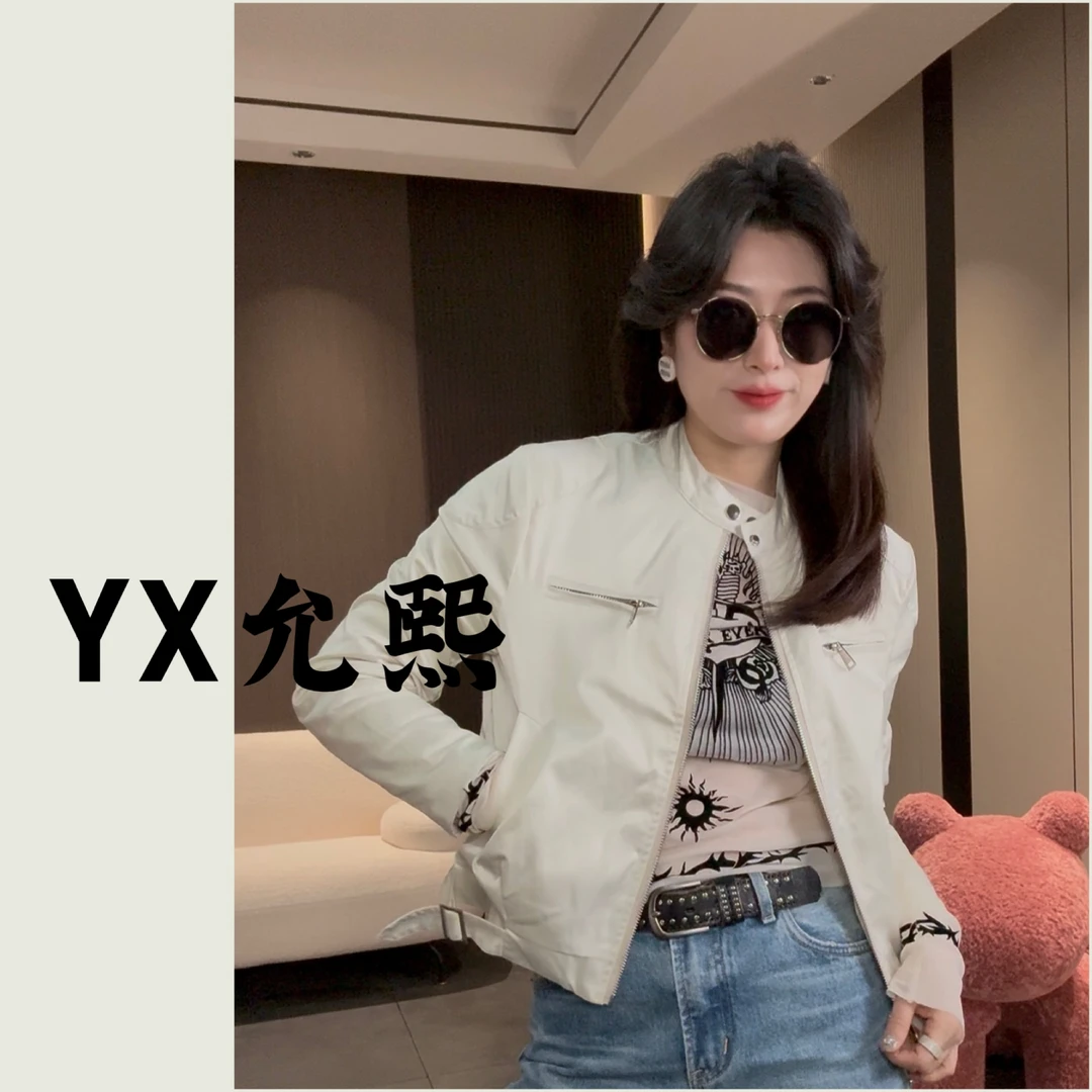 《允熙》简约老钱风百搭复古机车款小寸领短款夹克外套