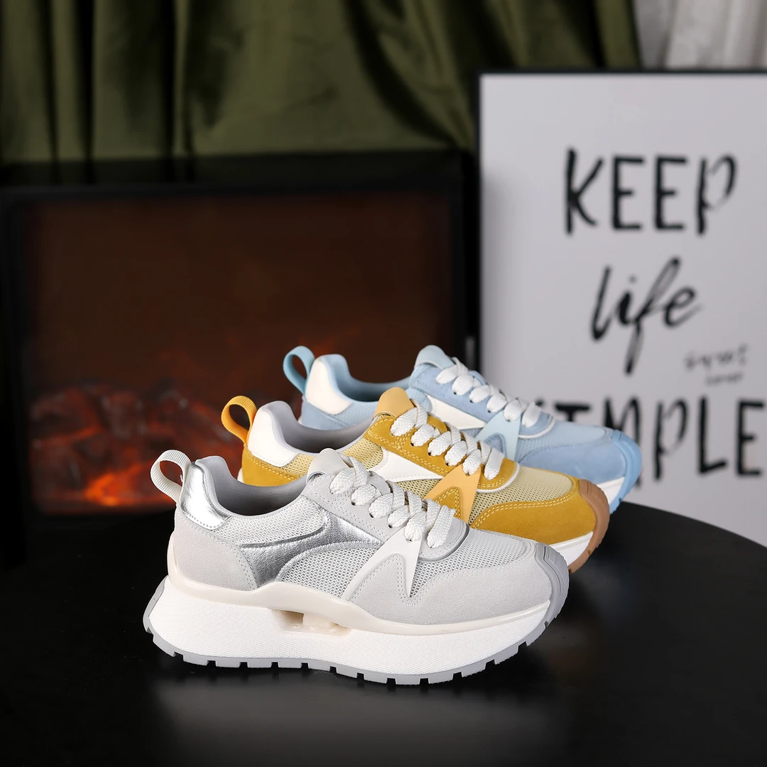 【阿布女鞋●云野】头层牛皮增高6cm时尚潮流百搭女士休闲鞋 52718