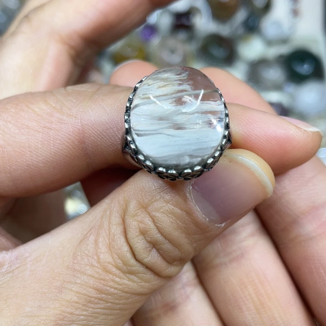 【闪购商品】银S925镶嵌珠宝半成品水晶戒指