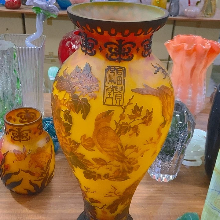 琉璃琉璃花瓶高52口12