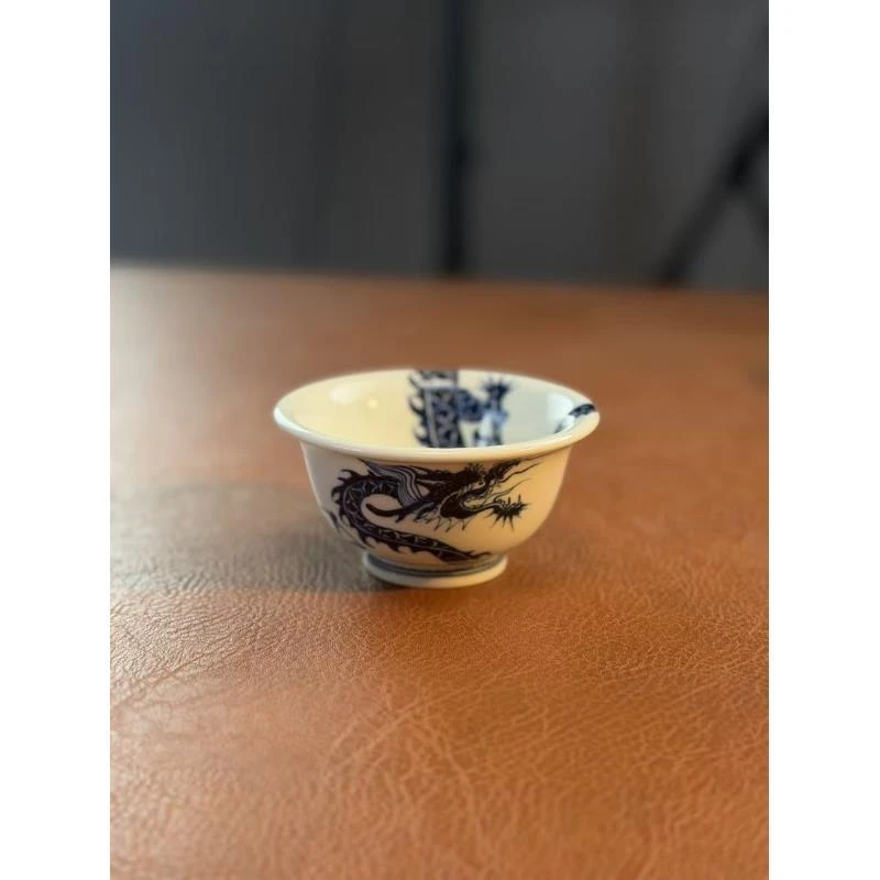 A354【景墨春风】景德镇手工手绘过墙龙压手杯，容量80ml