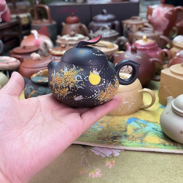 茶壶紫砂桂花黑兔