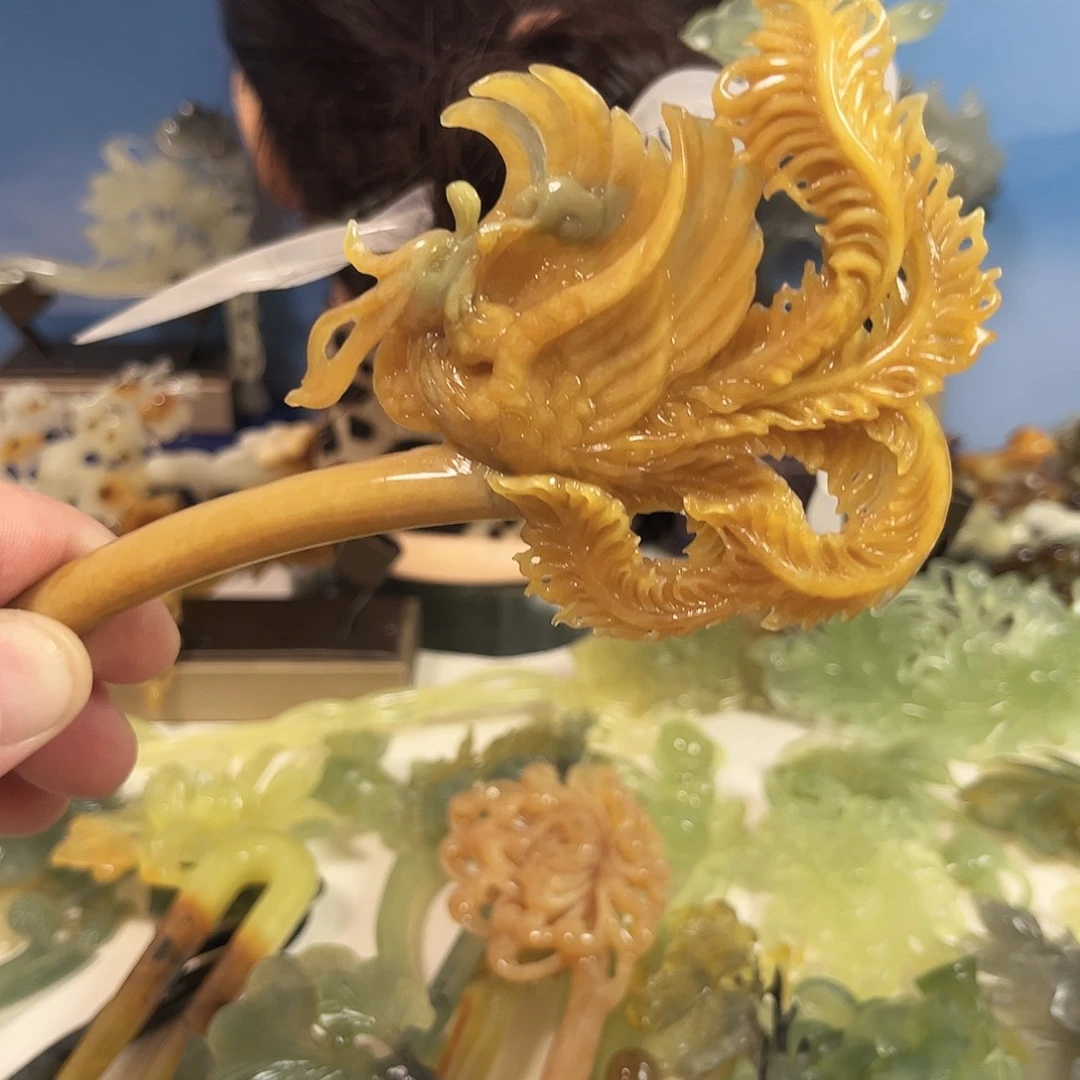 蛇纹石玉合金发饰