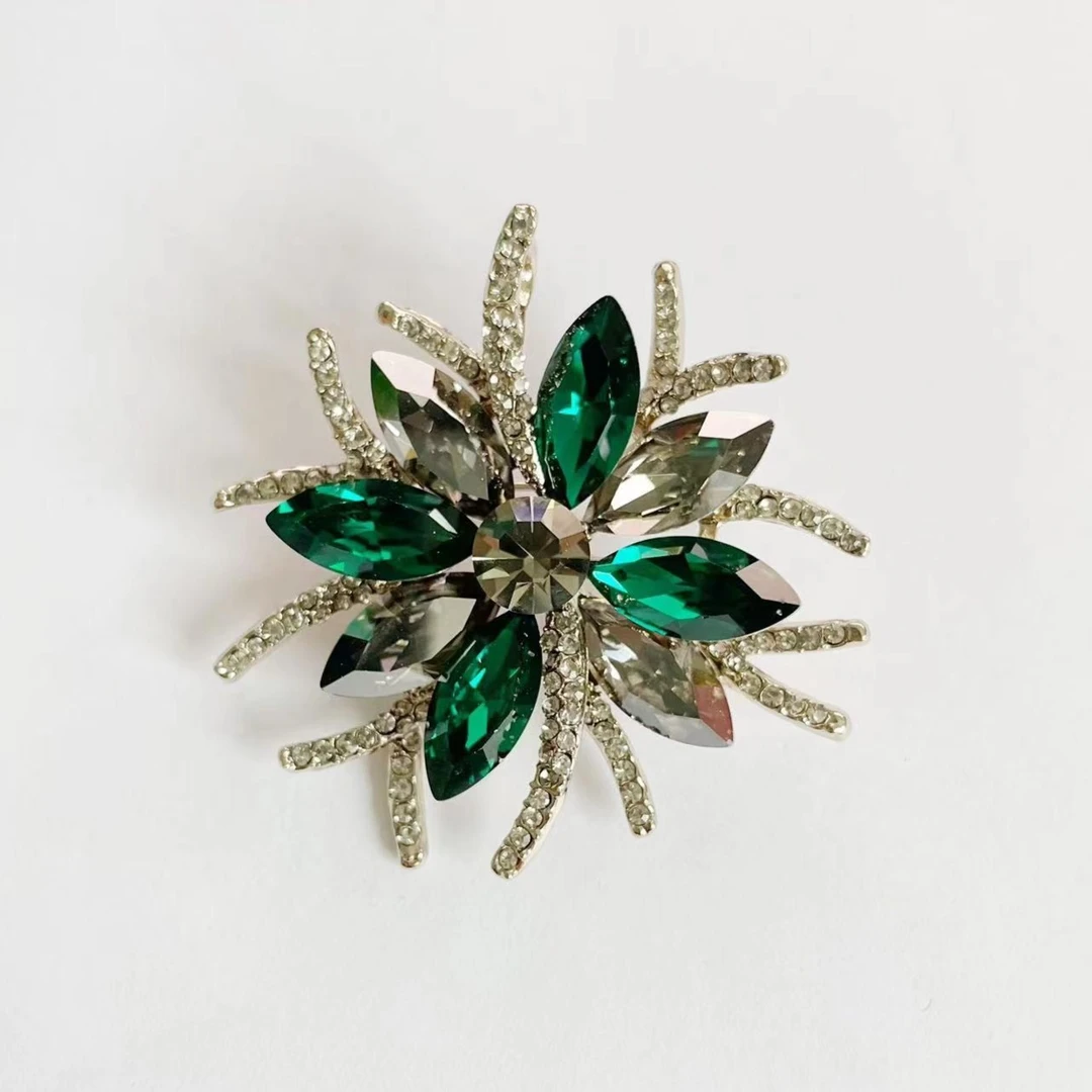 锌合金仿水晶胸针 HY1591似水流年《绿》胸针