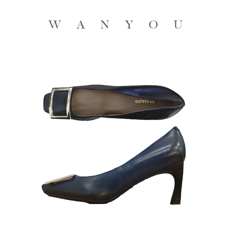 C811-C813-气质夏季时尚百搭女士黑色细跟平底尖头高跟鞋YP-526