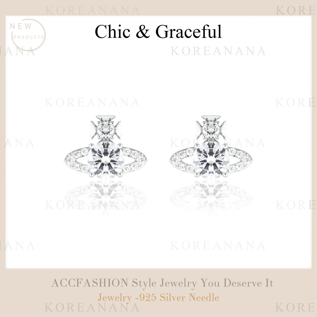 铜合金耳饰 铜合金耳饰 轻奢小众简约土星耳钉A172