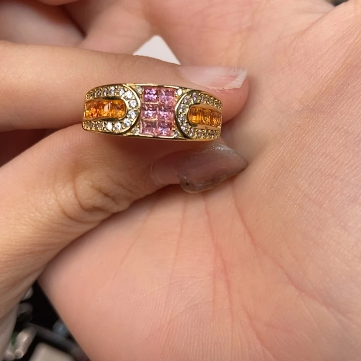 彩色蓝宝石戒指银S925镶嵌