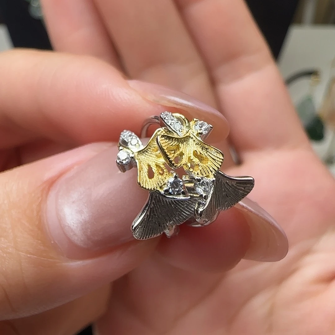 翡翠银S925镶嵌耳饰耳包